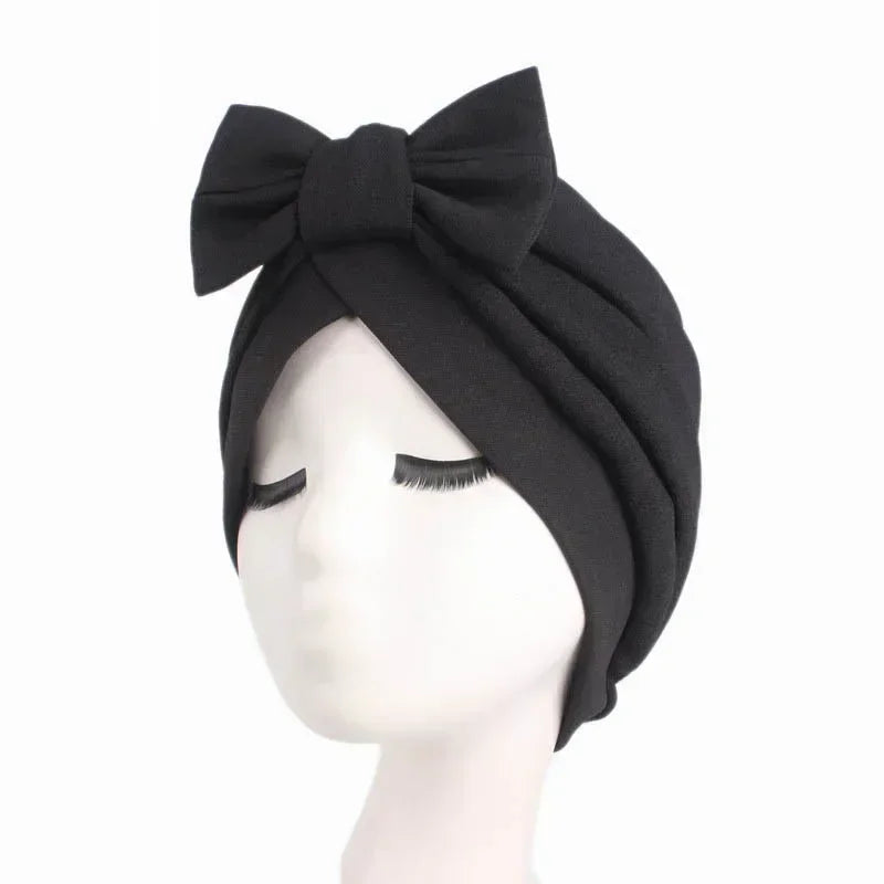 Sombrero turbante indio nuevo con nudo y lazo para mujer, hijab musulmán, pañuelo africano para la cabeza, gorro, gorro para pérdida de cabello, gorro de quimioterapia, pañuelos para la cabeza