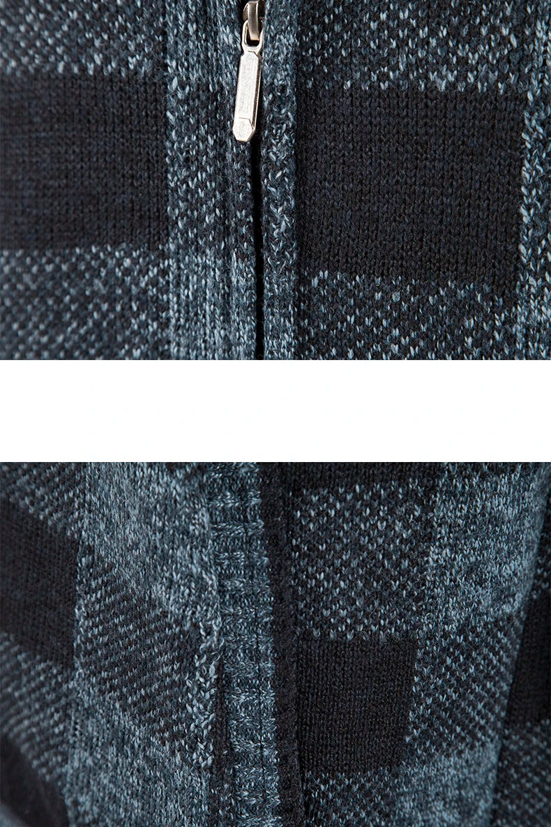 Chaqueta a cuadros nueva para hombre, suéter con capucha, forro polar de otoño e invierno, ropa informal gruesa y cálida, cortavientos para el frío