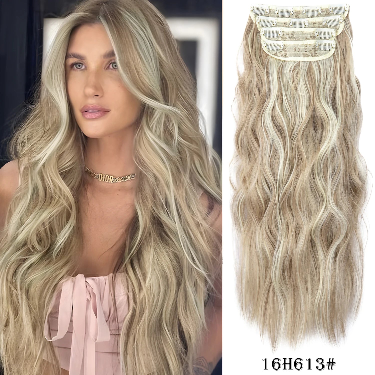 Extensiones de Cabello Ondulado Largo de Clip