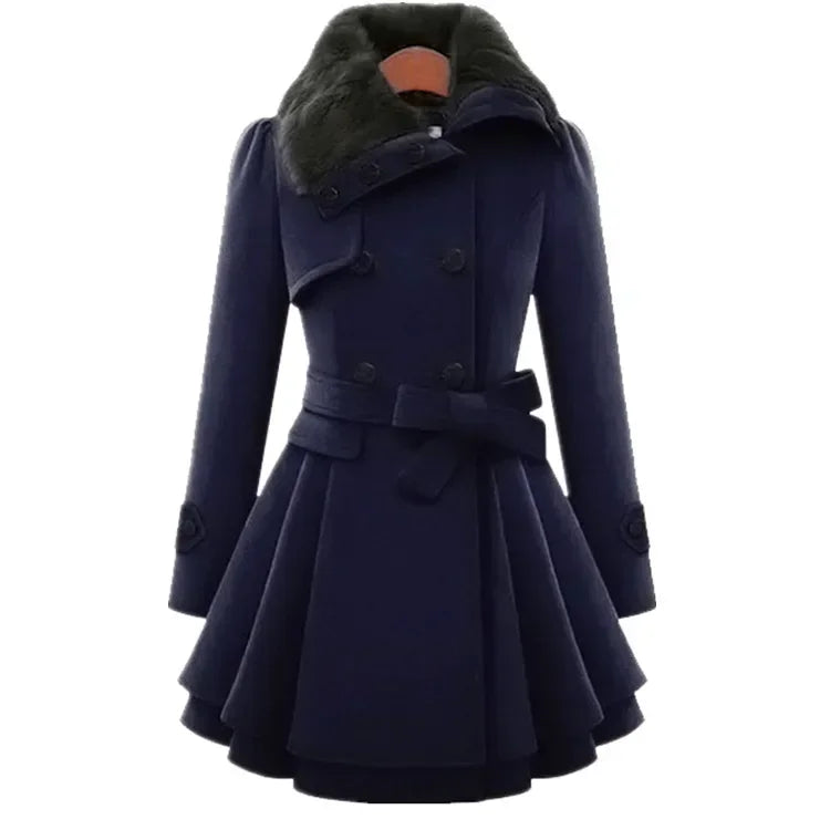 Belted Double-Breasted Fleece Coat