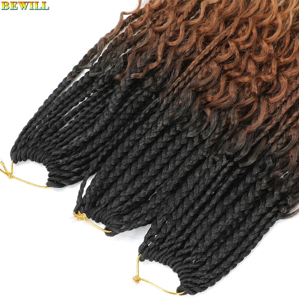 18" Long Boho Braids Extensions Goddess Box Braids Crochet Hair Black Purple Pink Synthetic Braiding Hair Bohemian Hippie Braids