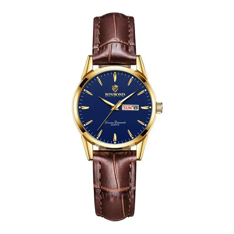 Hombre Reloj Superior Marca de Lujo Reloj de Pareja para Mujer Hombre Reloj Impermeable Calendario Masculino Relojes de Pulsera de Cuarzo Correa de Cuero Señoras