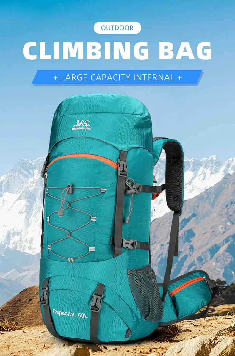 Mochila de senderismo, bolsa de camping, montañismo con funda impermeable para lluvia, mochila de día para hombres y mujeres, mochila de viaje al aire libre, pesca
