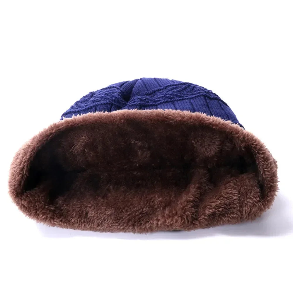 Nuevo gorro de invierno unisex elegante con forro de piel sintética, gorro cálido suave, gorros de invierno gruesos para hombres y mujeres, gorro de punto
