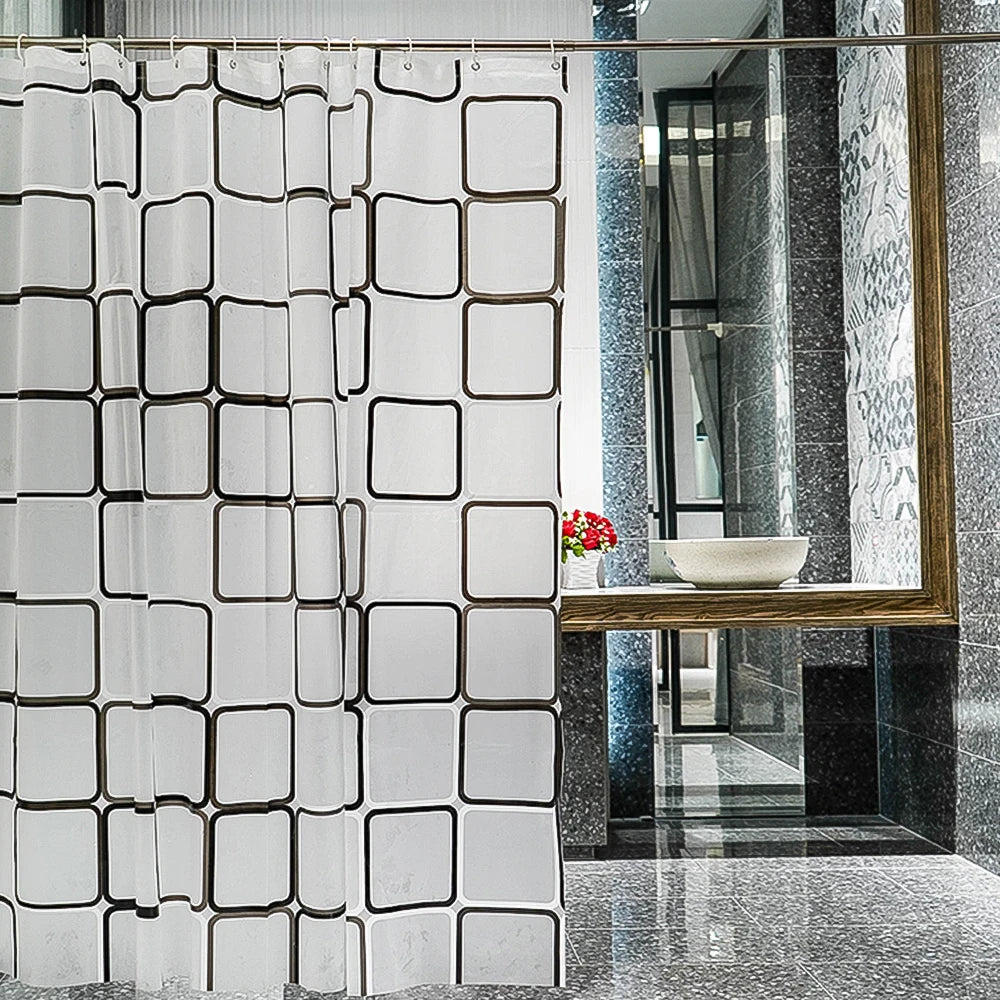 Cortina de ducha impermeable, a prueba de moho, duradera, para baño, con ganchos, cortinas de bañera estampadas modernas, accesorios de baño