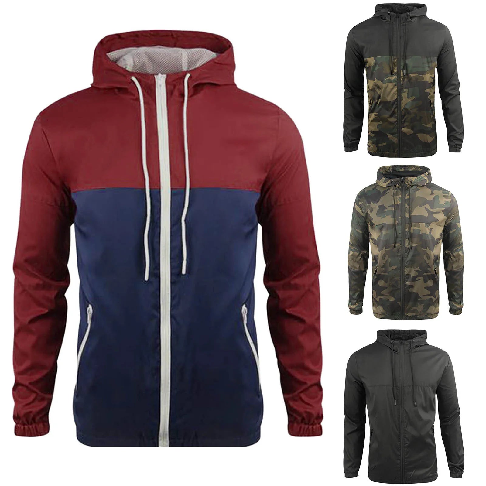 Chaqueta para hombre impermeable cálida rompevientos Ropa de hombre Primavera Otoño Camuflaje Patchwork Chaquetas