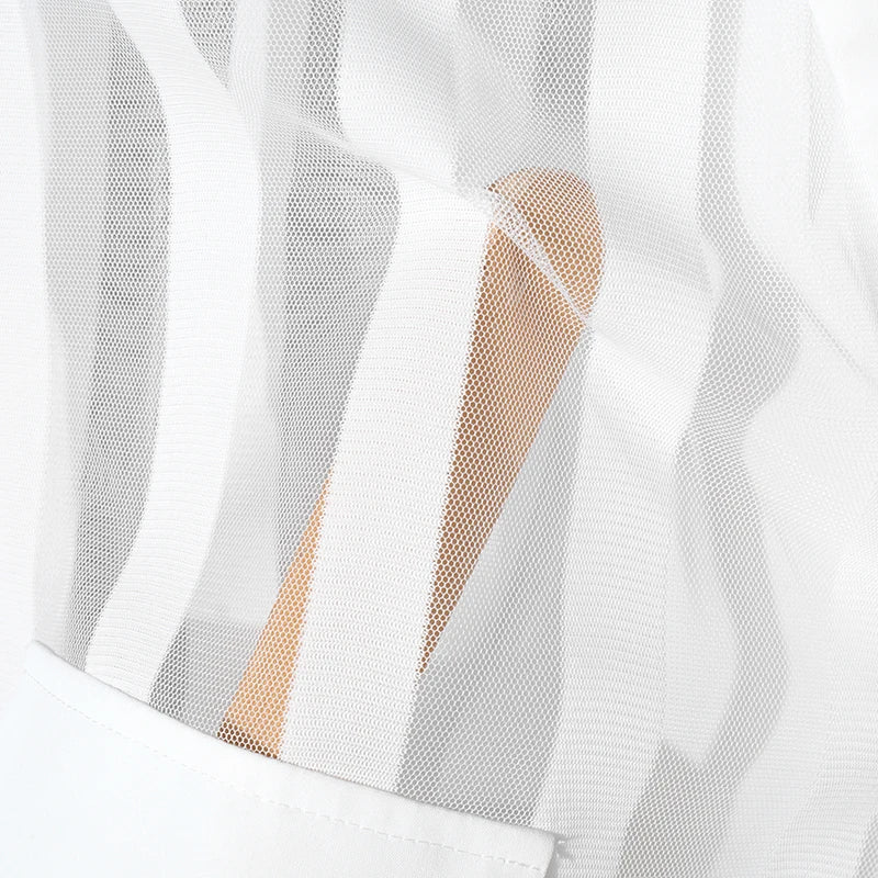 Men Vests Mesh Striped Transparent Sexy Lapel Sleeveless One Button Male Waistcoats Streetwear 2025 Fashion Casual Vests INCERUN