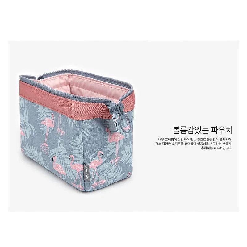 Bolsa de cosméticos de nueva moda para mujer, impermeable, diseño de flamenco, bolsas de maquillaje, organizador de viaje, kits de artículos de tocador, bolsas de maquillaje portátiles para esteticistas