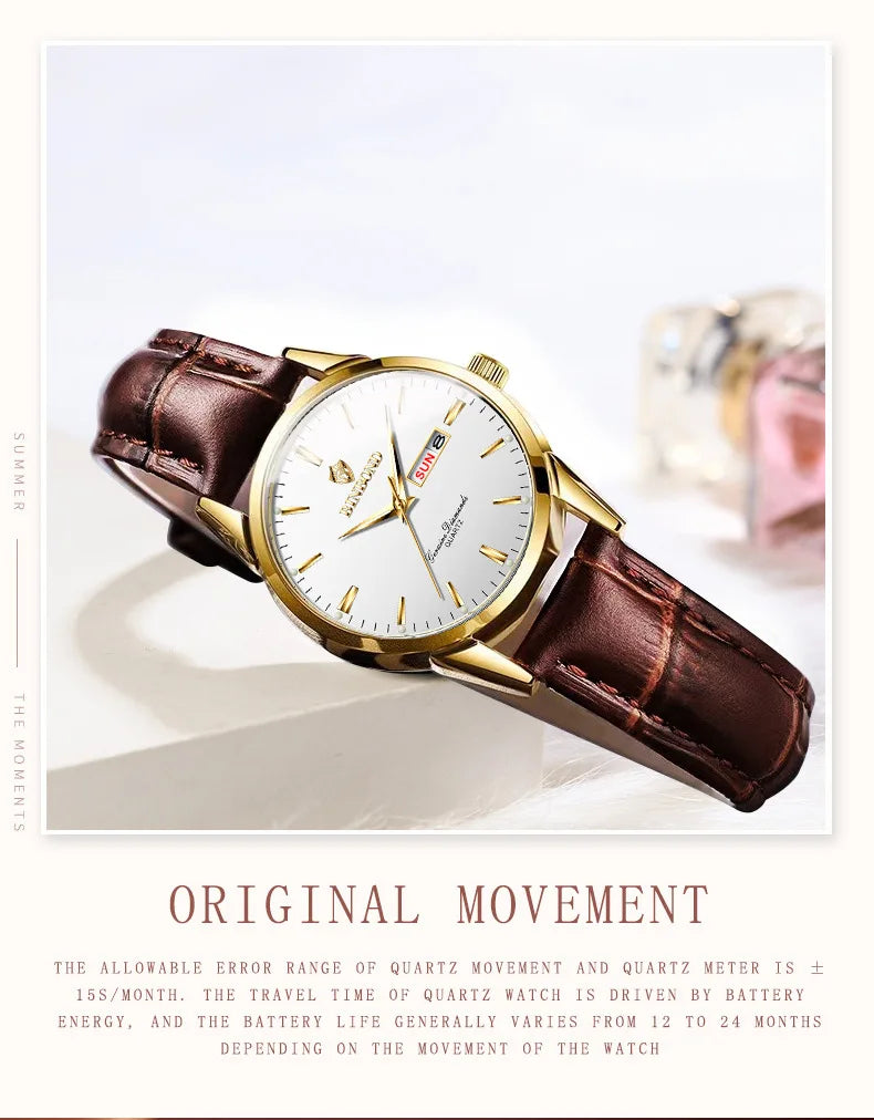Hombre Reloj Superior Marca de Lujo Reloj de Pareja para Mujer Hombre Reloj Impermeable Calendario Masculino Relojes de Pulsera de Cuarzo Correa de Cuero Señoras