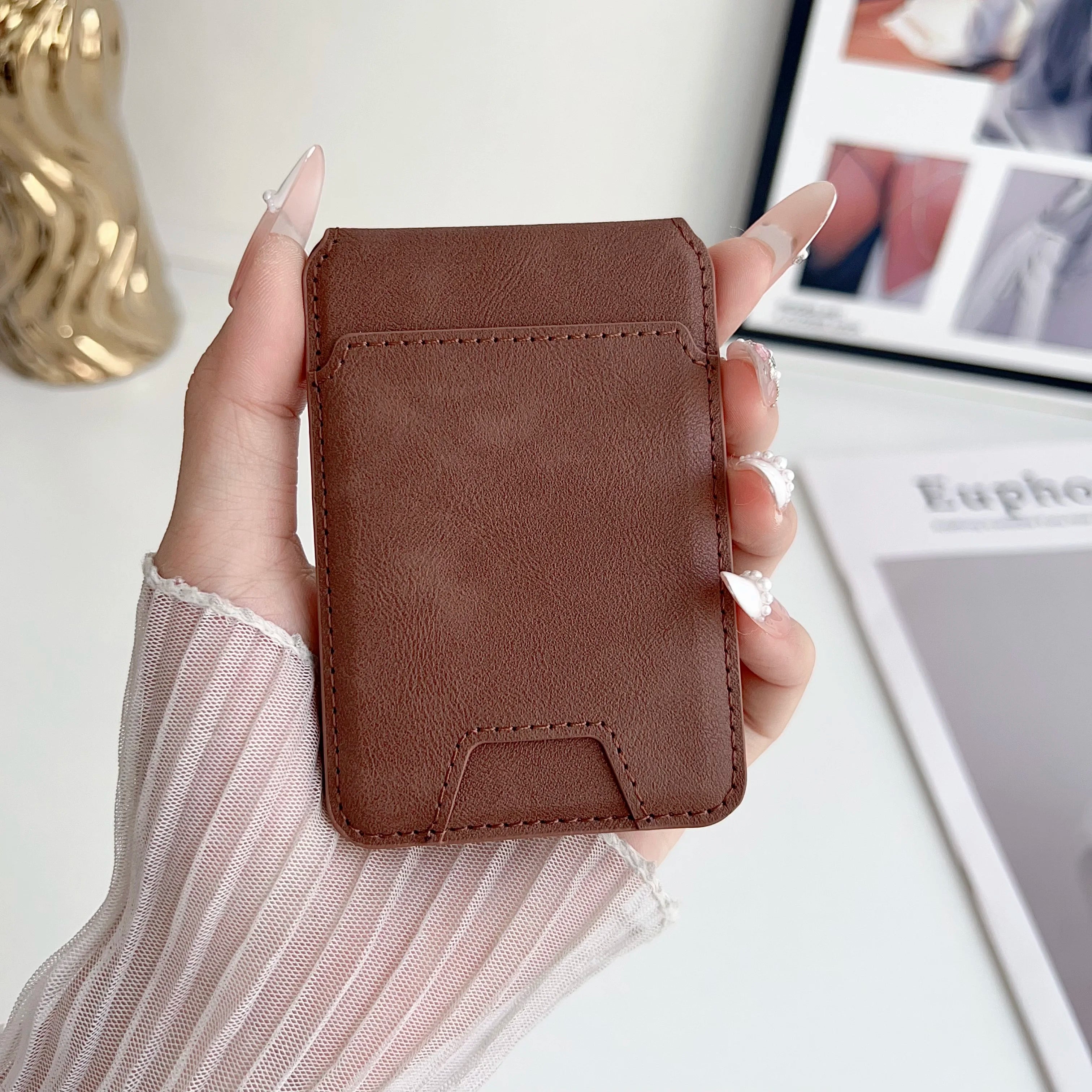 For Magsafe Magnetic Pu Leather Wallet Stand Credit Card Holder for Iphone 16 15 14 13 12 Pro Max Card Holder Phone Bag Cover