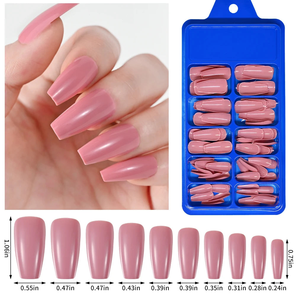150/100/24Pcs Pink Matte French Press On Nail Tips Soft Full Cover Fake Nails Oval Almond False Nails Natural Extension Manicure