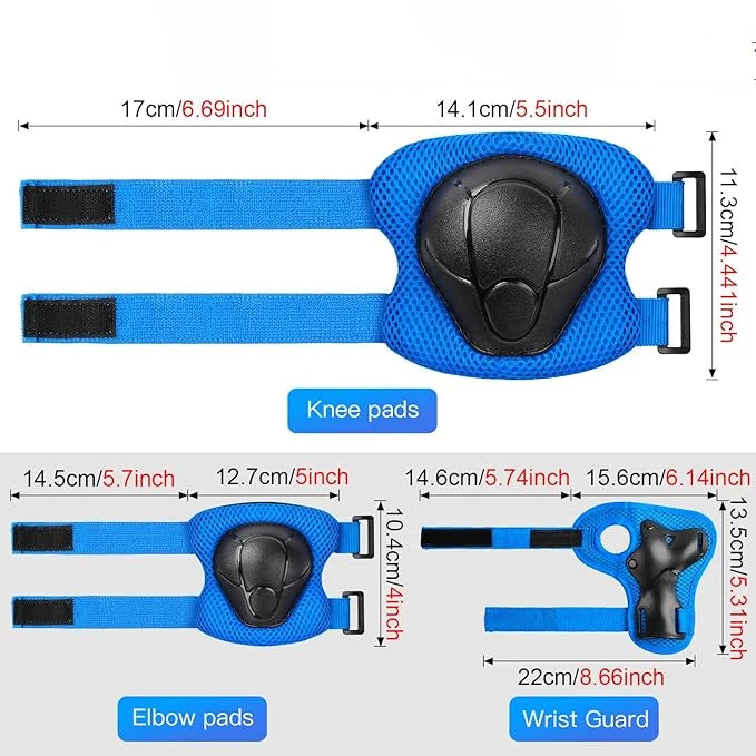 6PCS Kids Protective Gear Set Knee Pads for 3-14 Years Toddler Knee & Elbow Pads with Wrist Guards 3 in 1 for Skating Cycling