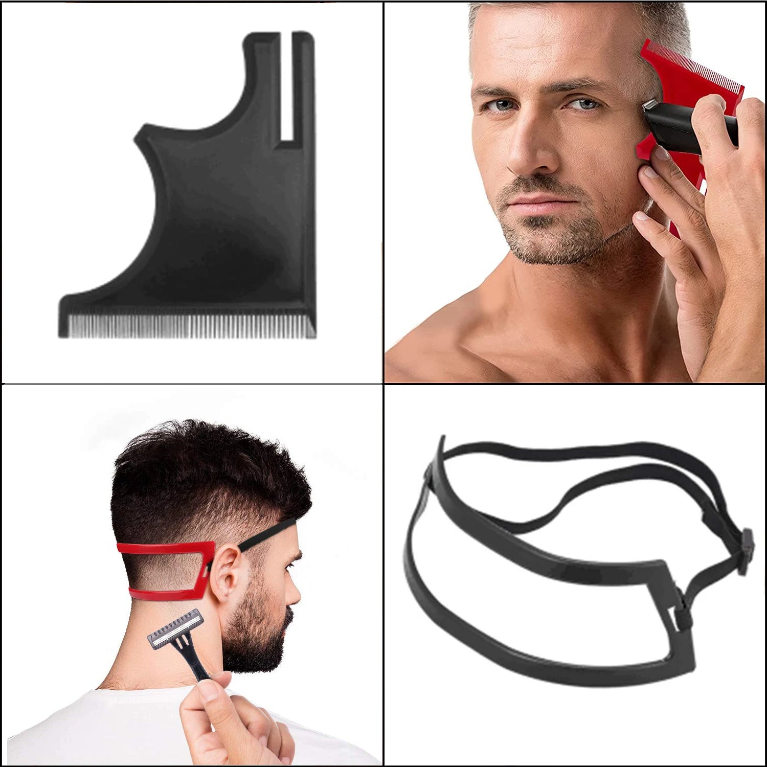 Kit de corte de pelo, barba, perilla, plantilla para afeitar el escote, herramienta para dar forma a la línea del cabello, kit de peluquería, suministros de barbería