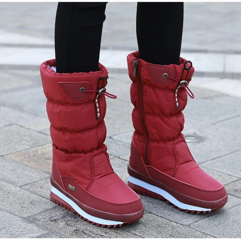 Botas de nieve para mujer, botas de invierno con plataforma, impermeables, antideslizantes, de felpa y piel, de media caña, botas de moda cálidas para mujer, Botas Mujer