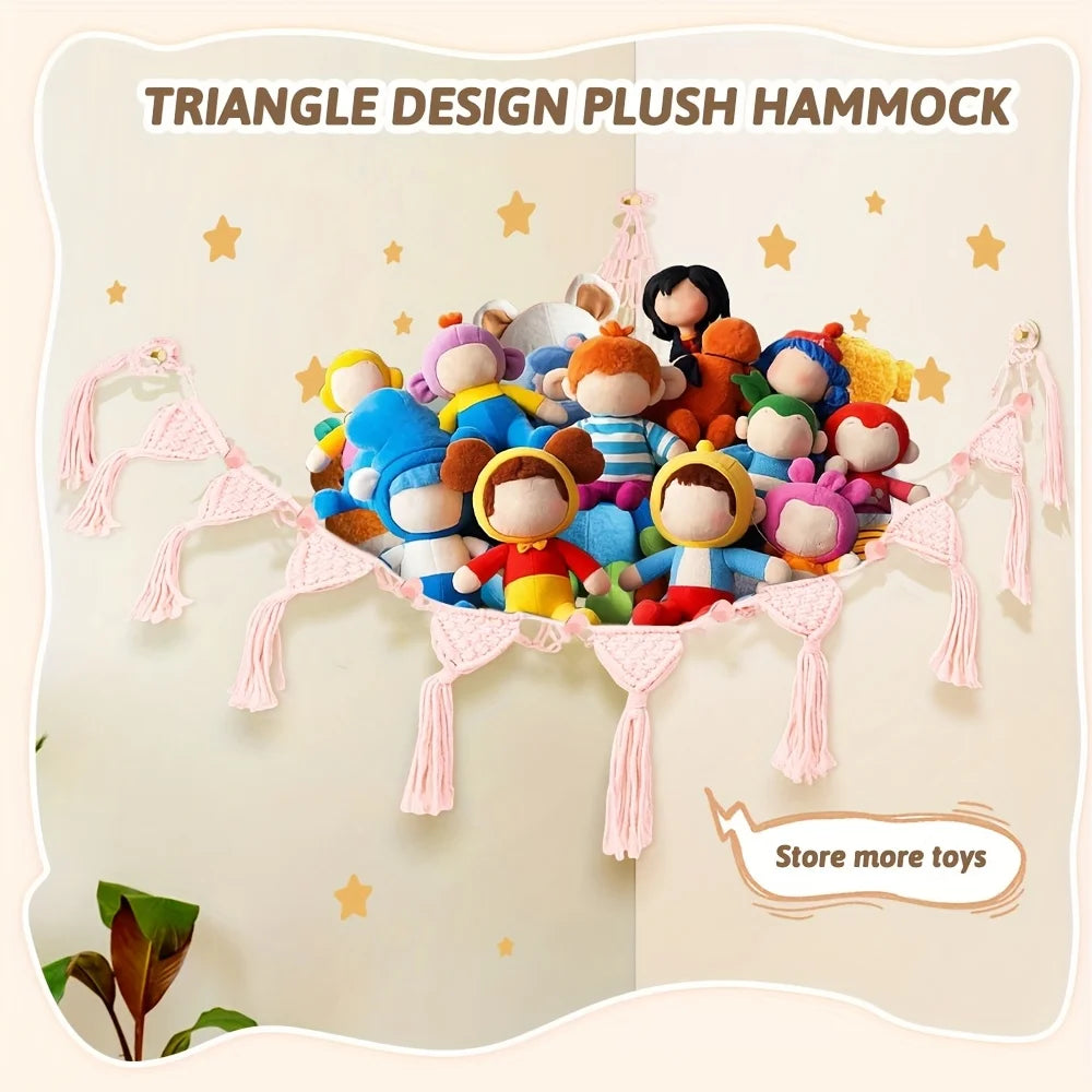 Hamac de rangement pour jouets en peluche - Décorations pour poupées et animaux - Filet de rangement mignon pour peluches à suspendre pour chambre à coucher