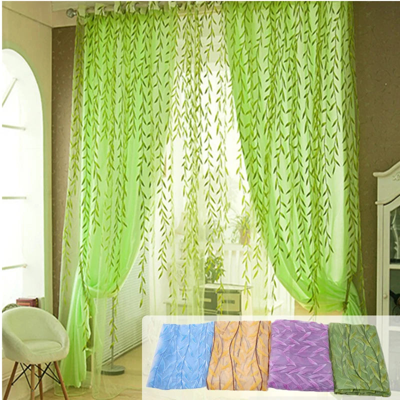 Fashion Chic House Room Living Room Bedroom Door Window Decoration Curtains Yarn Curtains Willow Pattern Upscale Jacquard