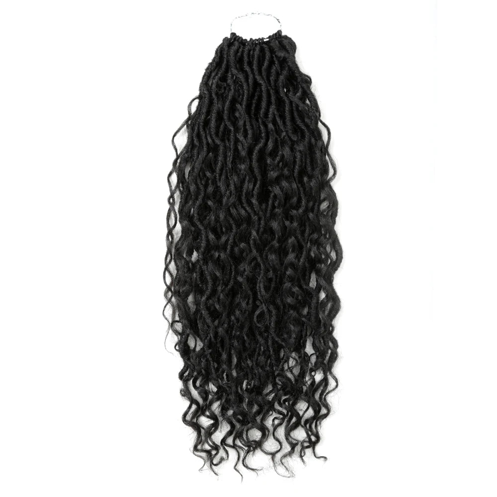 Synthetic Goddess Locs Crochet Hair Braids Curly Faux Locs Braiding Hair Extensions Wig For Women Black Hippie Boho Style