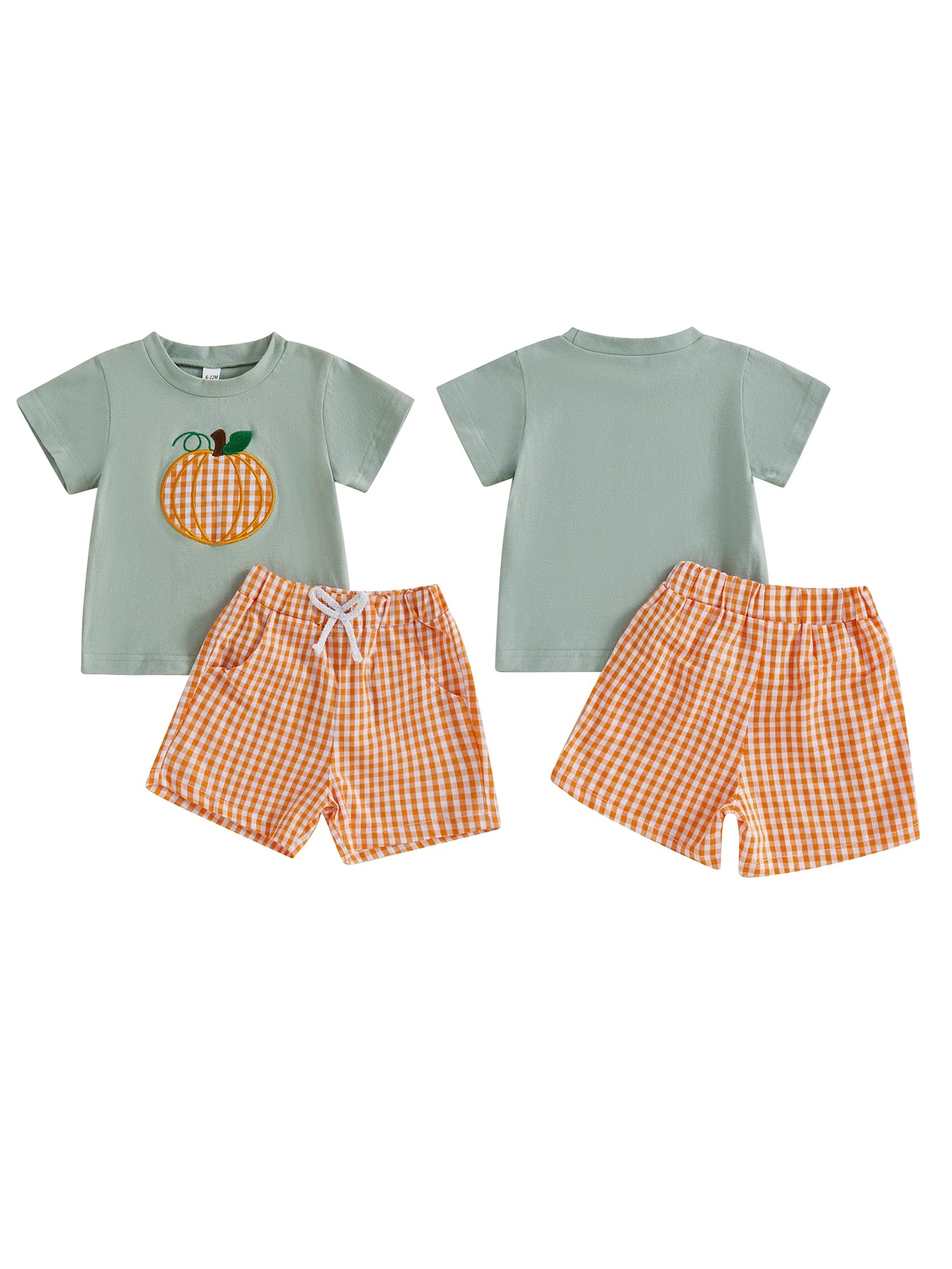 Søtt Halloween-kostyme til smågutter med spøkelsestrykk, langermet T-skjorte og stripete bukser, sett med to deler