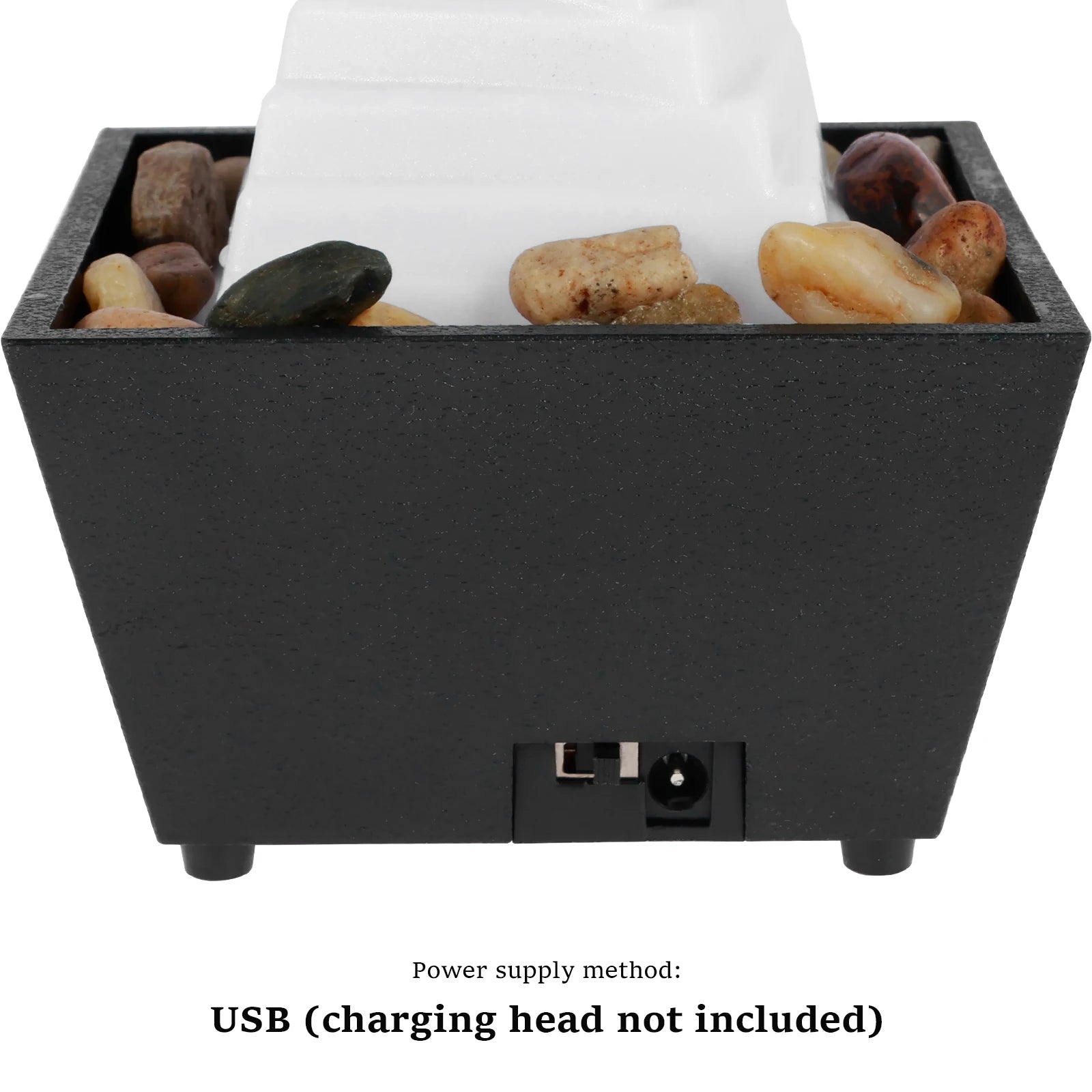 Fontaine de table, petite fontaine cascade, décoration de bureau avec lumière et galets, alimentée par USB, son relaxant, fontaine décorative