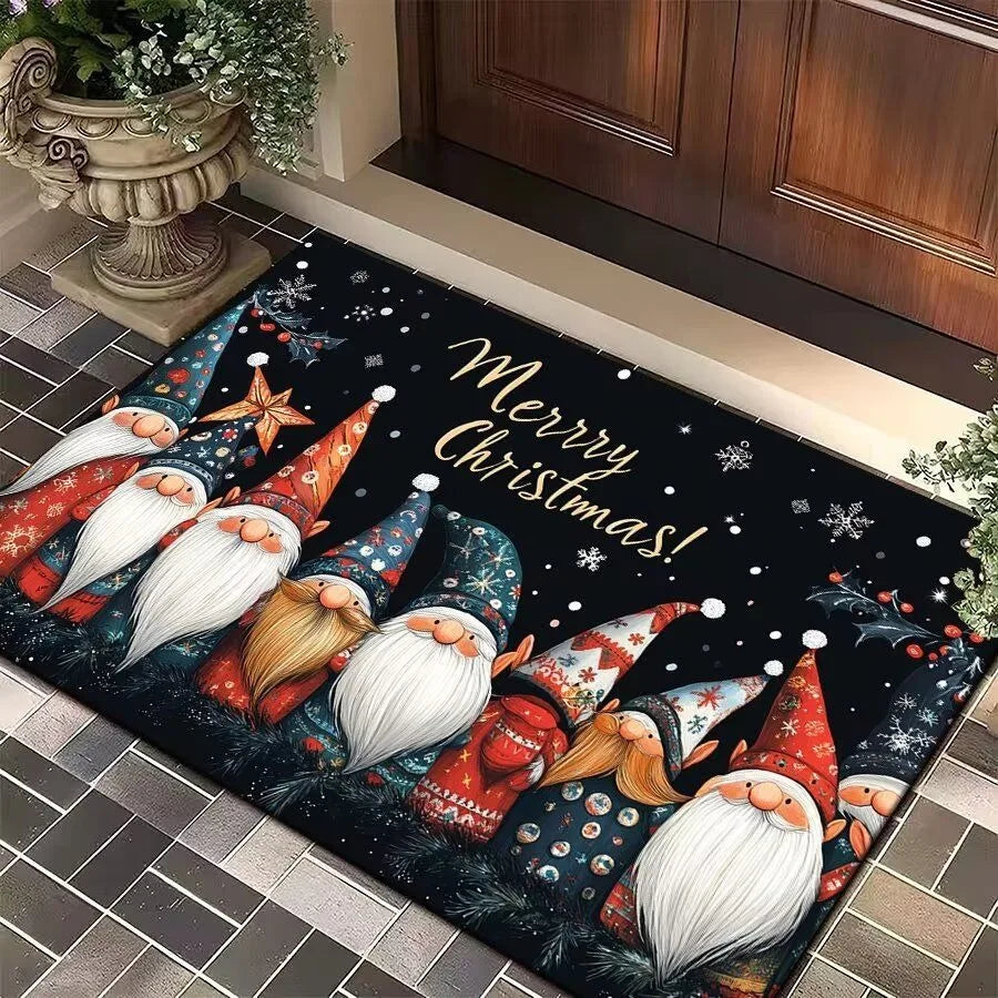 Christmas Tree Santa Claus Elk Christmas Entry Door Floor Mat Festive Decorations Carpet Bathroom Anti-slip Mat Entrance Doormat