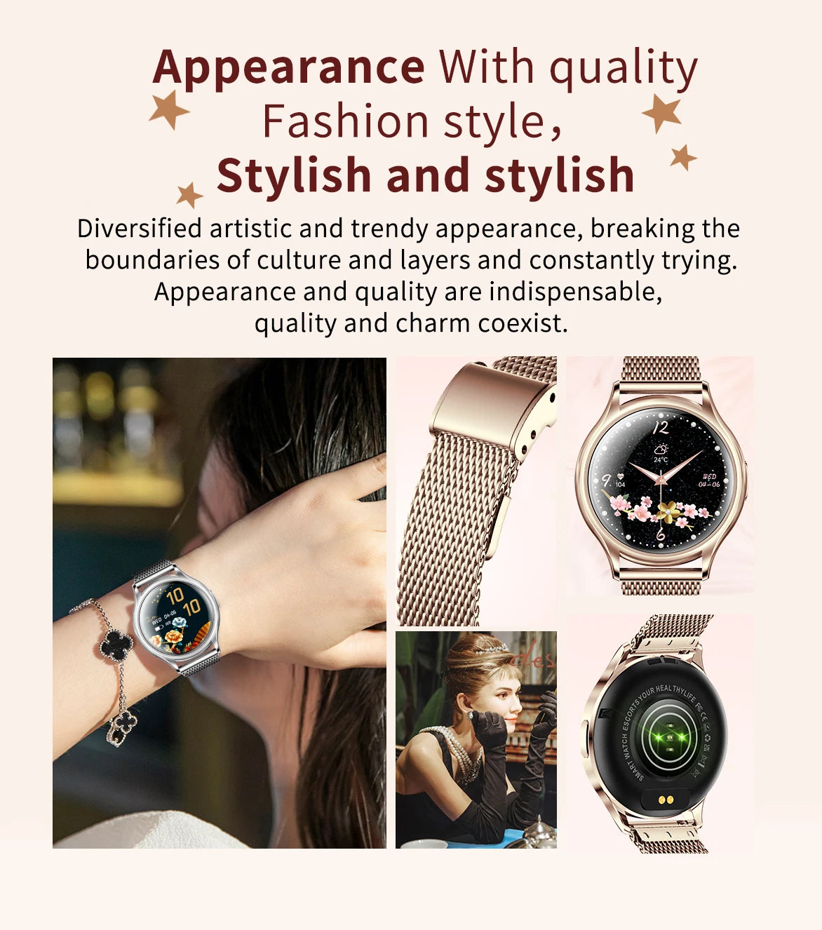 Reloj inteligente para mujer, pantalla HD de 1.27 pulgadas, monitor de salud, asistente de voz con IA, llamadas Bluetooth, control de música, esferas personalizadas, Smartwatch