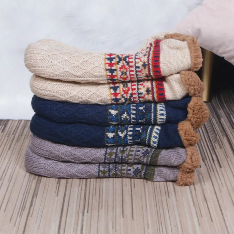 Winter Slippers Socks Woman Warm Thermal Socks for Men Non-Slip Knitted Floor Socks Thick Sleep Carpet Slippers for Home Snow