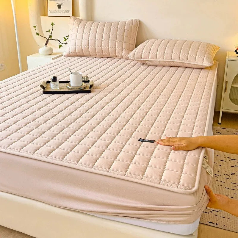Waterproof Thickened Mattress Pad Protector Adjustable Durable Fitted Sheet Bed Covers Anti-mite Non-slip Bedspreads 150/160x200