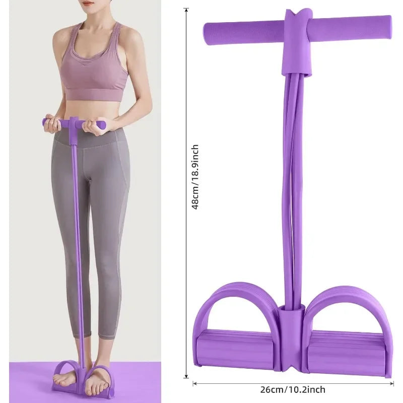 Tensor de banda de resistencia de 4 niveles con asas antideslizantes - Equipo de fitness para el hogar para entrenamiento de músculos abdominales Yoga abdominal