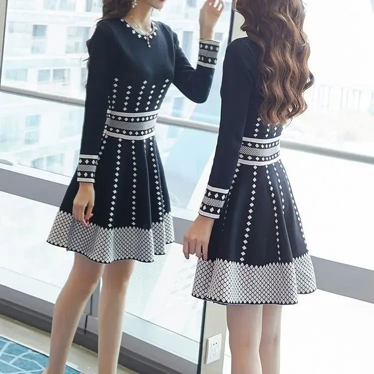 Vestido de manga larga para mujer a la moda, vestidos midi para mujer, elegante y bonito, casual, juvenil, verano 2025, otoño, invierno, ropa de lujo