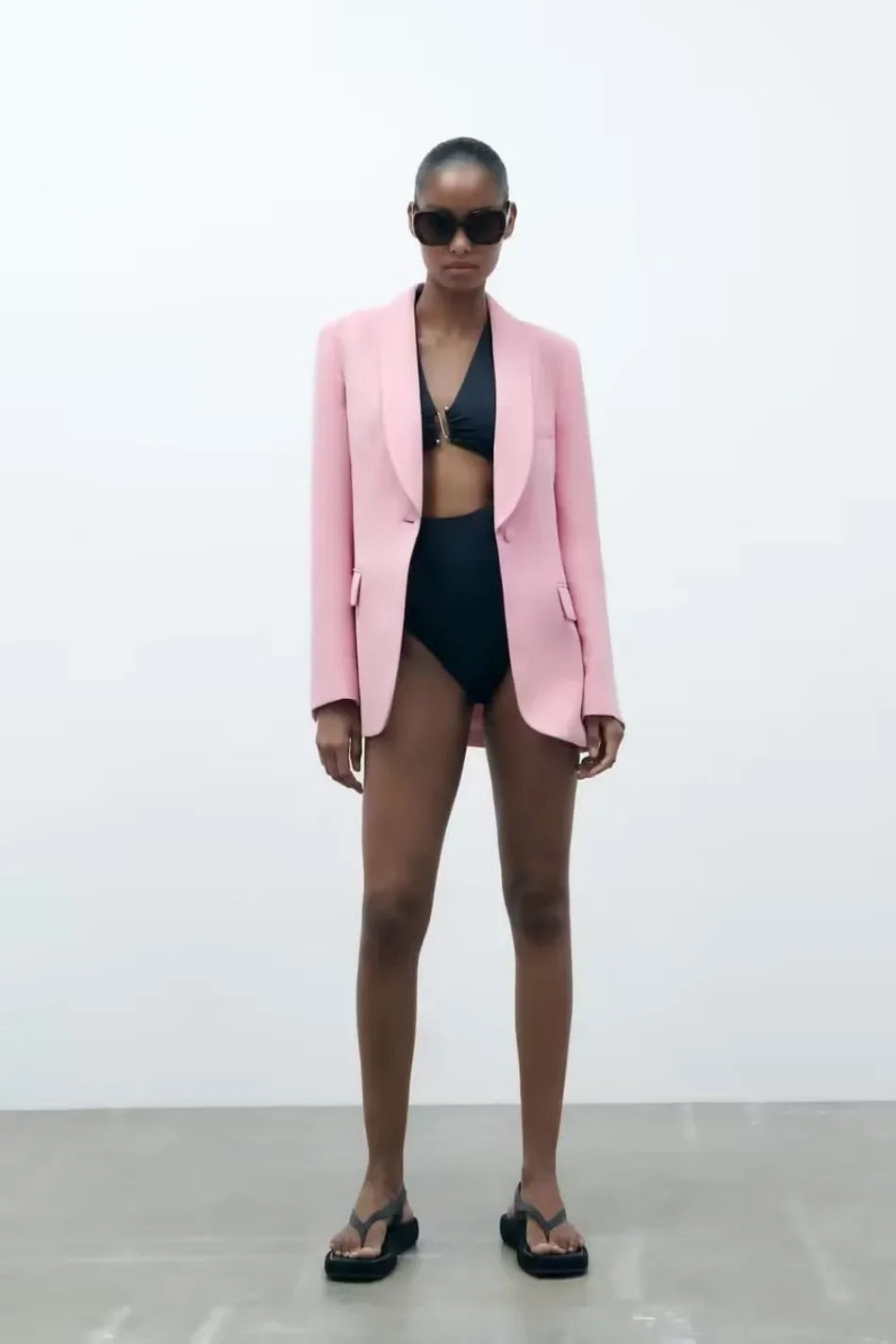 Dameblazer Ny Vår Elegant Uformell Kontordame Rosa Jakke Kåpe Mote Høy Liv Løse Vide Benbukser Buksedress