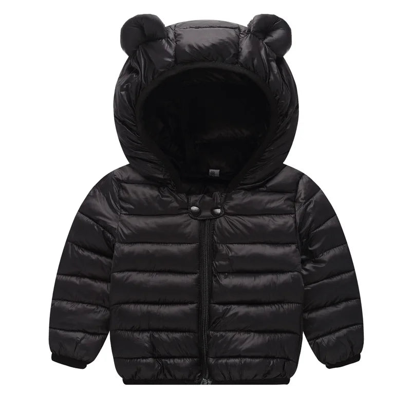 Winter Baby Girls Down Coat Boys Cartoon Jacket Kids Warm Hooded Outerwear New Autumn Light Cotton Clothes Children's Casual Top