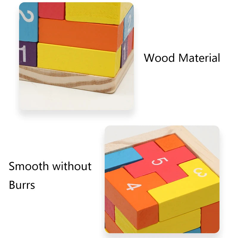 Fargerike treklosser-puslespill, klassisk Luban Lock Cube 3D-puslespill, intellektuelt spill for barn og voksne