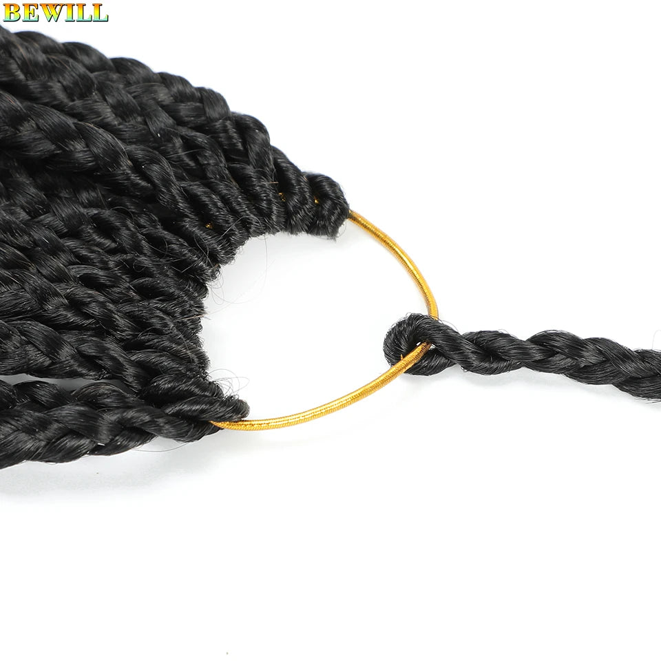 18" Long Boho Braids Extensions Goddess Box Braids Crochet Hair Black Purple Pink Synthetic Braiding Hair Bohemian Hippie Braids