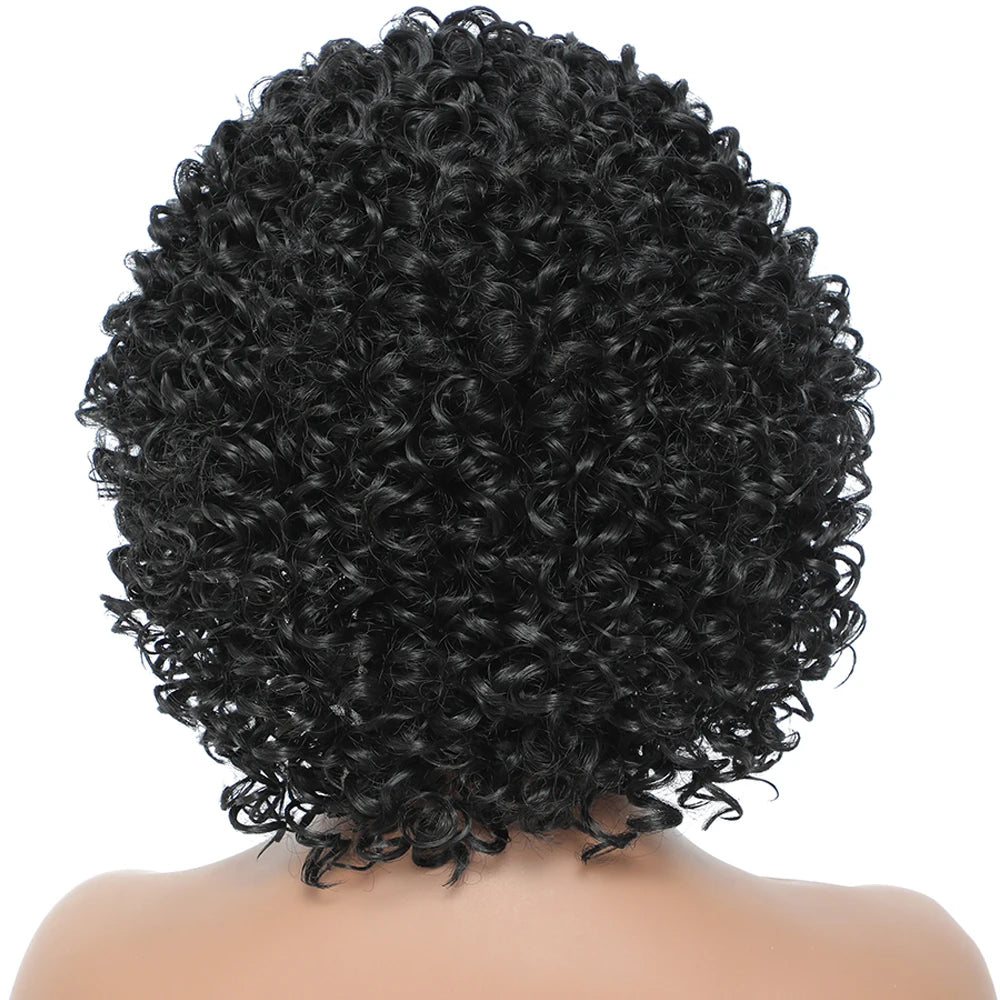 Short Deep Water Curly Headband Wigs Glueless Afro Kinky Deep Curly Wigs for Black Women 1B Black perruque femme Synthetic Wigs