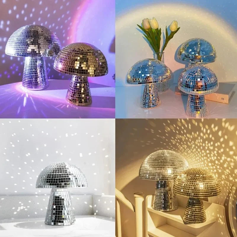 Mushroom Disco Ball Mirror Reflective Home Decoration Crafts Mushroom Ornaments Technology Bar Atmosphere Decoration Miniatures