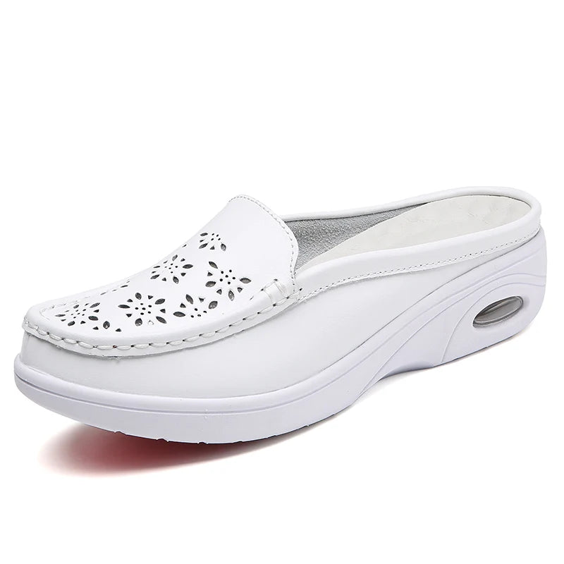 STRONGSHEN Women Half Slippers Slip-On Nursing Shoes Comfortable Sole Prevents Sliping Flat Supportive Medical Uniform Footwear