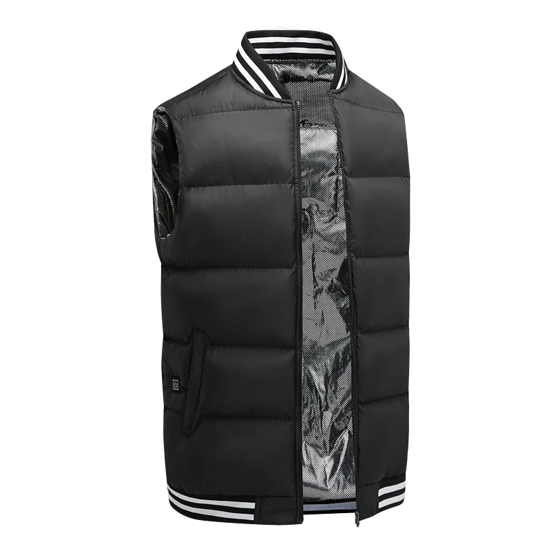 Gilet chauffant intelligent d'hiver pour homme, veste polaire chauffante électrique USB, veste chauffante pour randonnée en plein air, veste chaude thermique chauffante