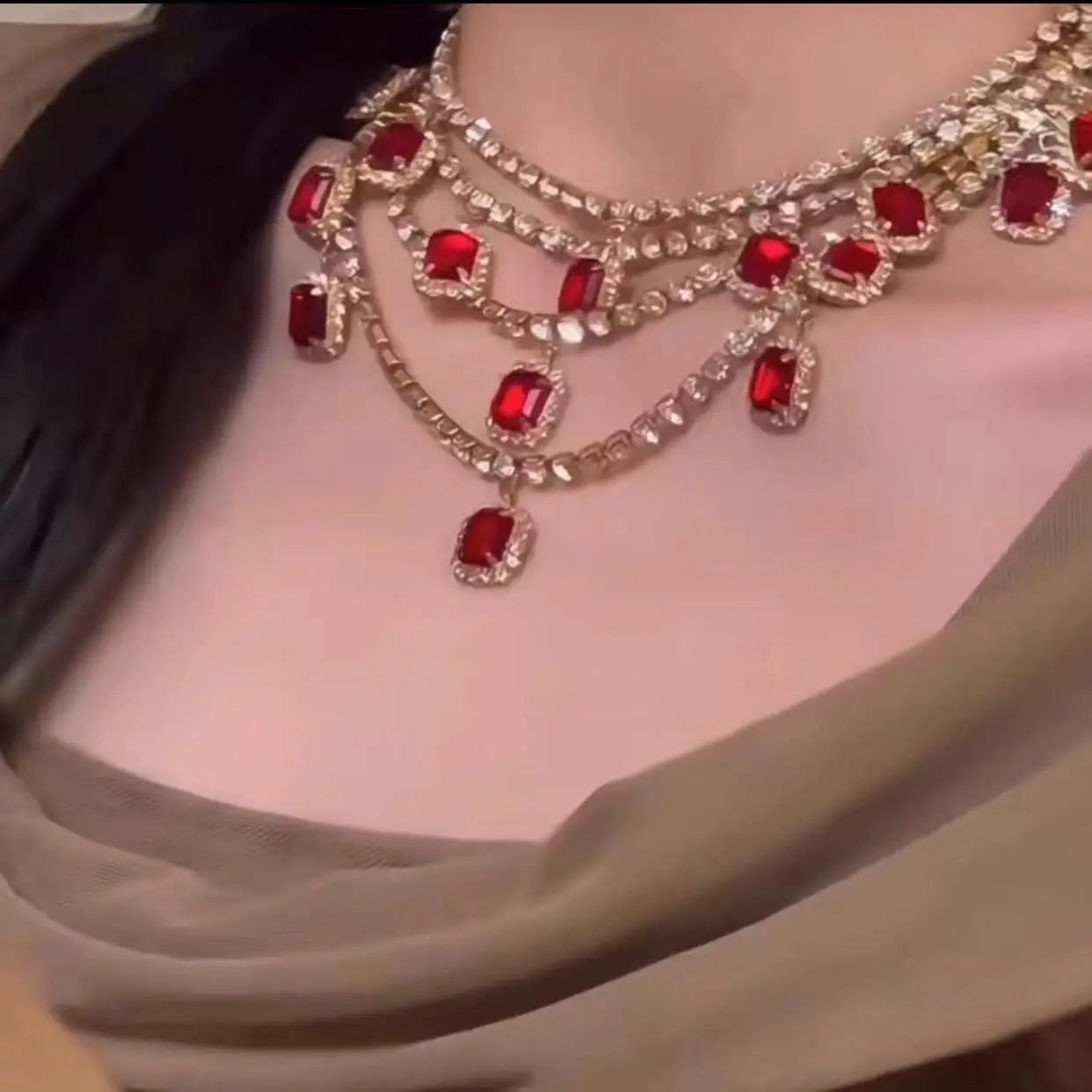 Luksuriøse krystallsmykkesett til kvinner Brudekjole Blå stein Zirkonia Smaragdgrønn Halskjede Øredobber Bryllupsfest Gave