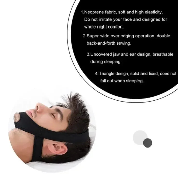 Nueva correa antironquidos de neopreno, cinturón antironquidos, solución para la apnea de la mandíbula, soporte para dormir, cinturón para la apnea, herramienta ajustable para el cuidado del sueño