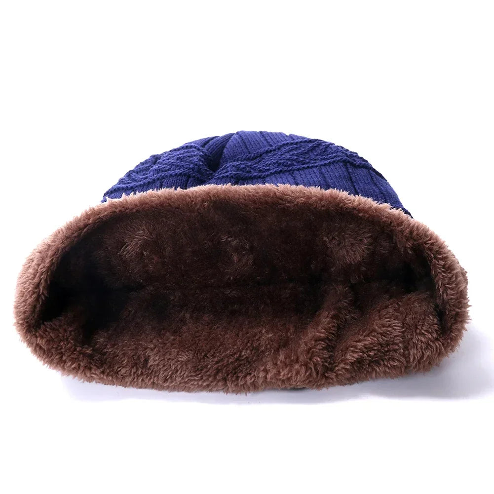 Nuevo gorro de invierno unisex elegante con forro de piel sintética, gorro cálido suave, gorros de invierno gruesos para hombres y mujeres, gorro de punto