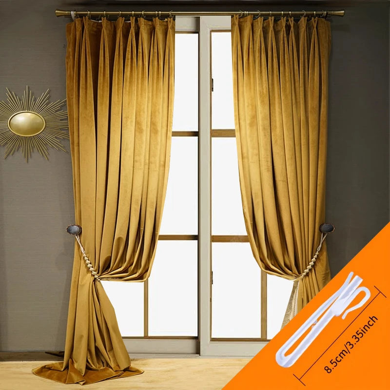 Velvet Gold Blackout Curtains (2pcs)
