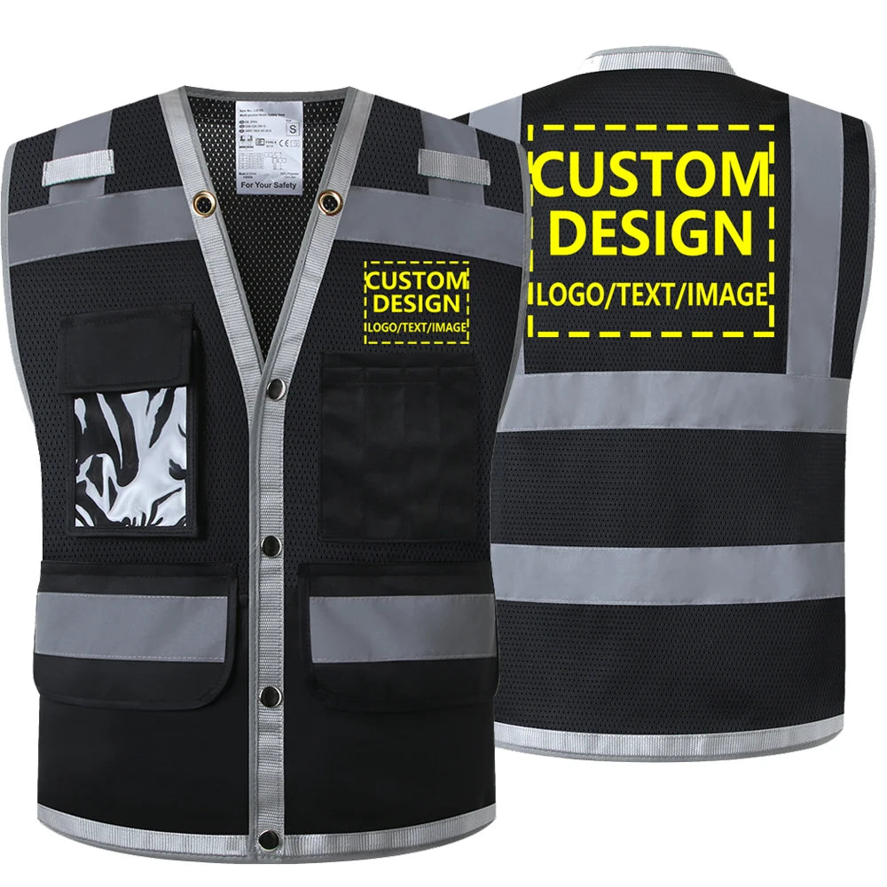 Chaleco de trabajo con logotipo personalizado para hombre, chaleco de alta visibilidad, chaqueta de trabajo, personalizado con logotipo y texto.