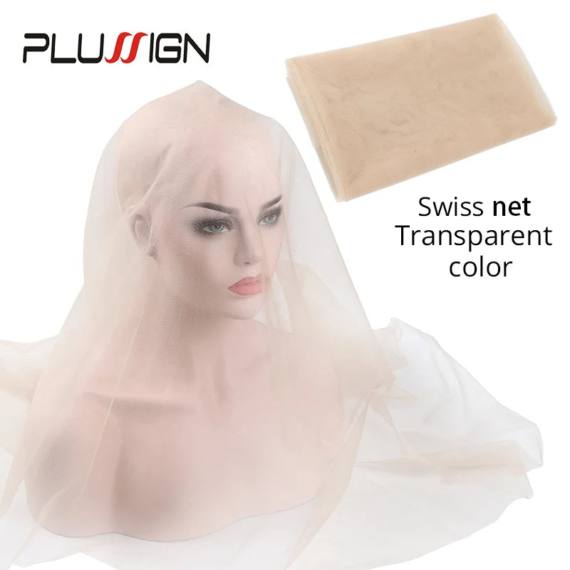 Plussign 1/4 Yard Red de Tejido para el Pelo Material de Encaje Suizo Superior Cimiento Base de Toupee para Cierre Frontal Red para Hacer Pelucas