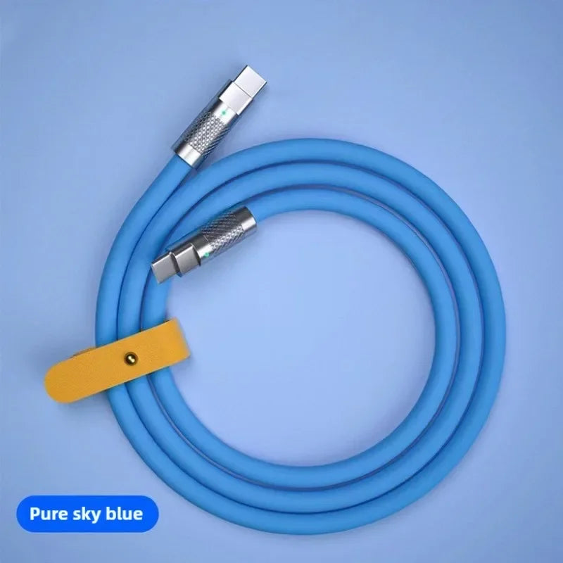 Nuevo cable de silicona líquida tipo C PD de carga súper rápida de 120W y 7A, 1M, 1.5M, 2M, cable USB, cable cargador USB C a C para Xiaomi Huawei