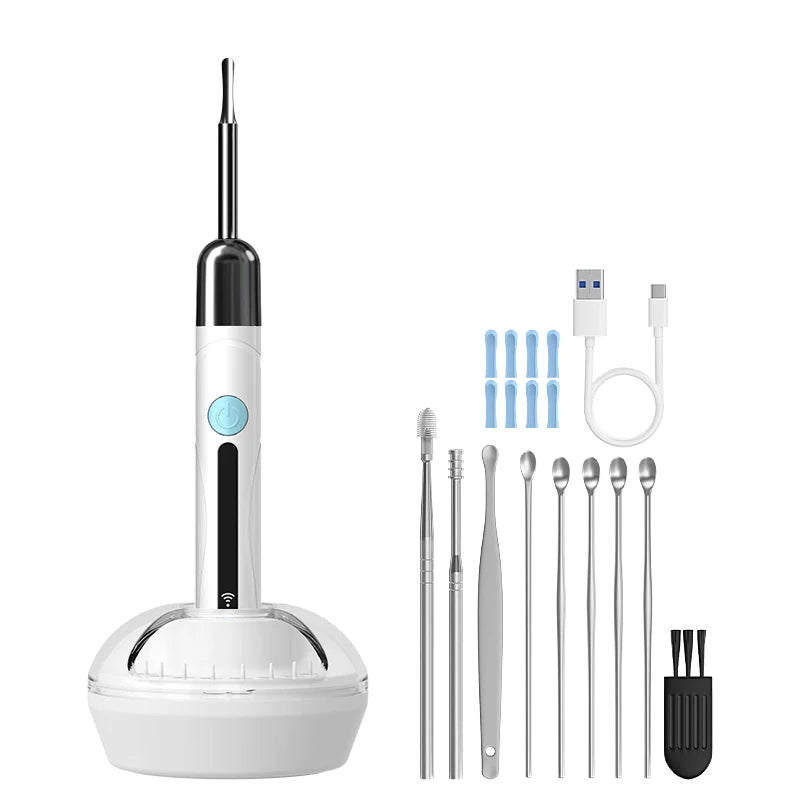 Cámara de limpieza visual de oídos WIFI, removedor de cerumen digital con 6 LED, resistente al agua, 4.2MM HD1080P, estuche con cucharas para oídos