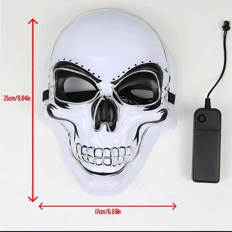 Máscara de Purificación de Halloween para Adultos Máscara de Terror de Calavera Iluminada por LED Máscara de Luz Fría de Rol para Baile de Disfraces