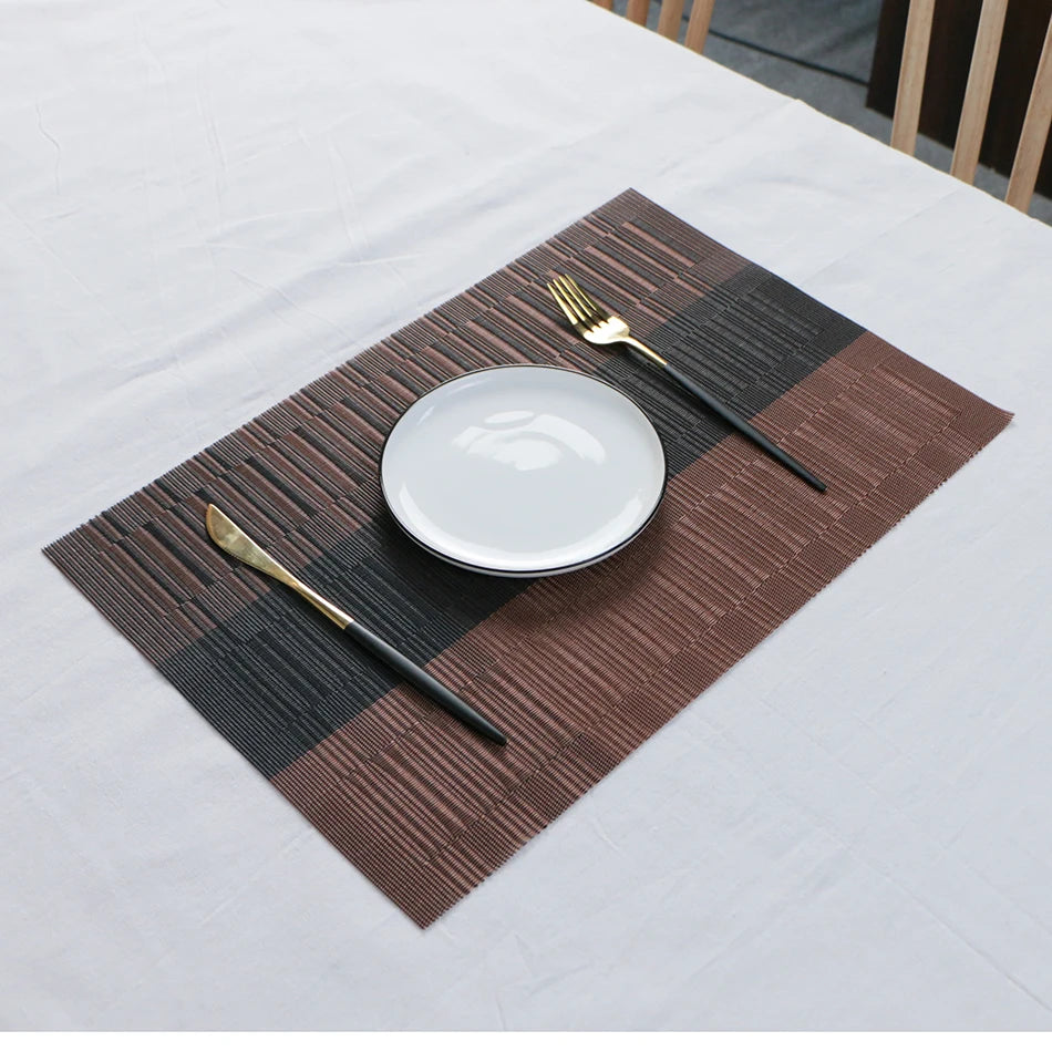 Placemats for Dining Table PVC Bamboo Pattern Table Mats Multiple Colors Non-Slip Heat Resistant Washable Easy to Clean