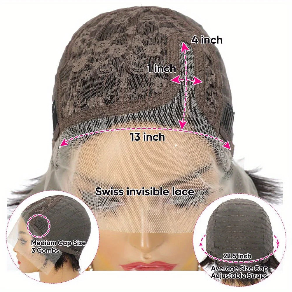 Short Pixie Cut Bob Wig 13×4x1 Lace Front Human Hair Wigs Pre-Plucked for Women with Baby Hair and Natural Hairline