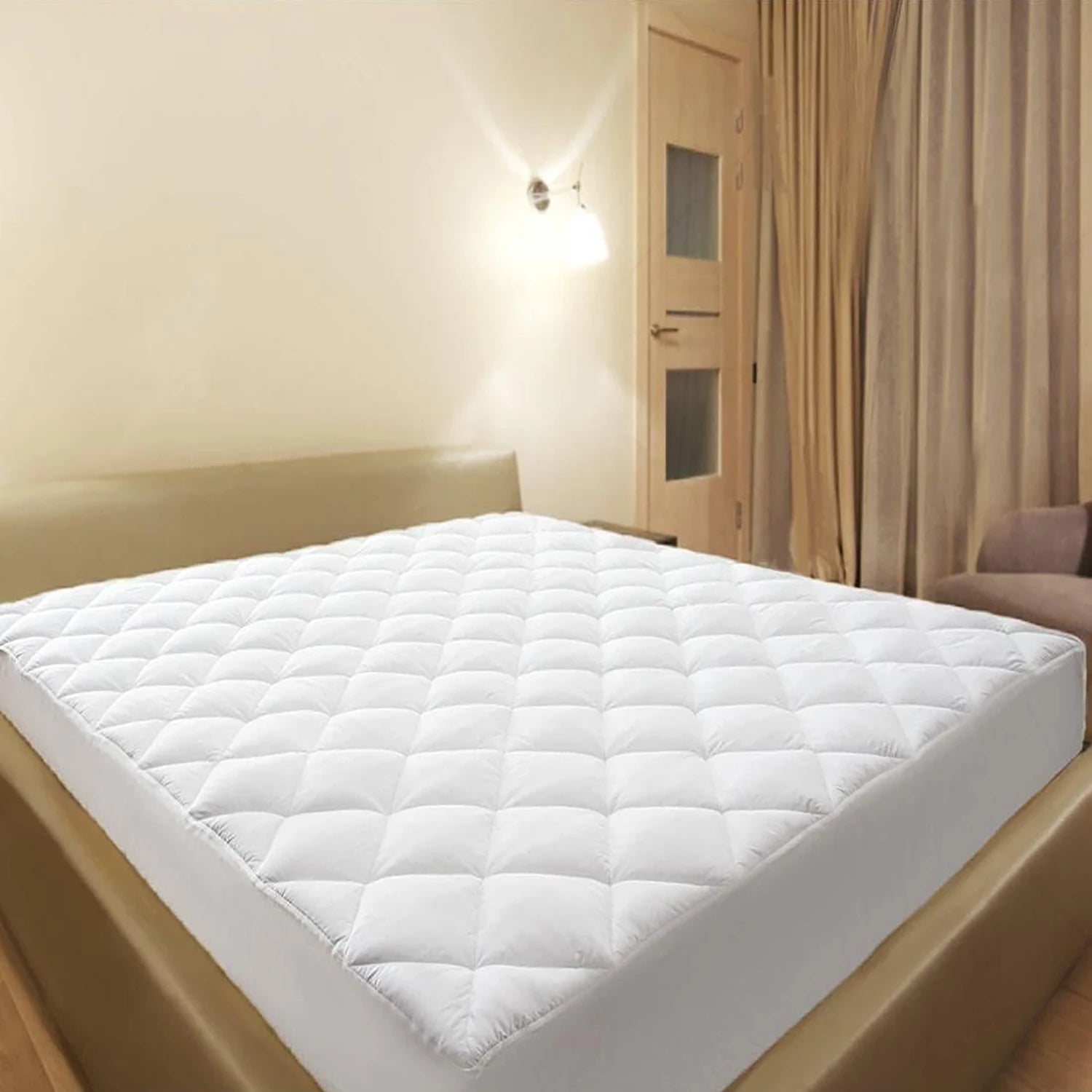 Madrassbeskytter, viskose fra bambus madrassunderlag Ultramyk, pustende, lydløst madrasstrekk, montert 14"-18" dyp lomme