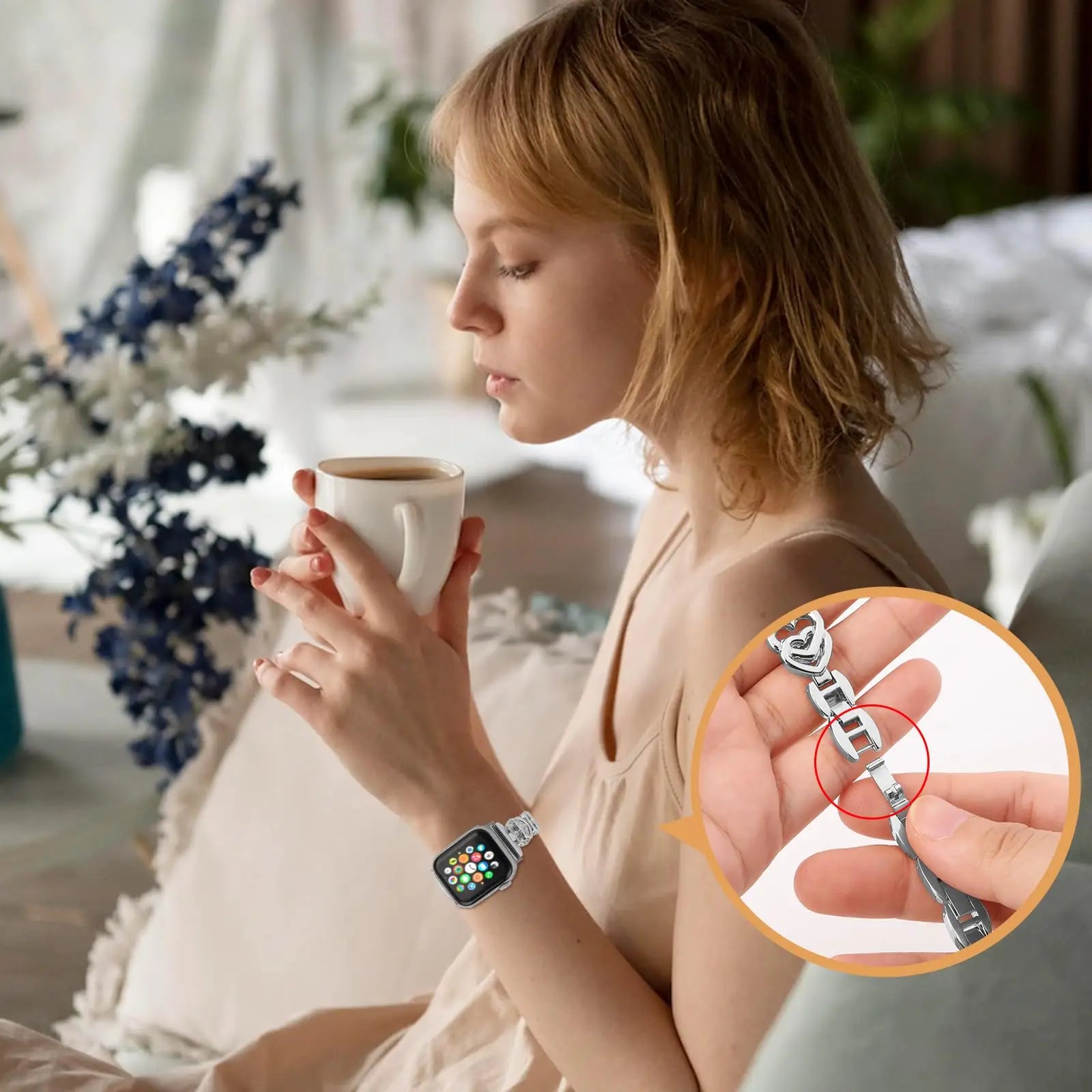 Diamanthjerterem til Apple Watch-rem 40 mm 44 mm 38 mm 45 mm 41 mm 49 mm 42 mm metalllenke iWatch-serien SE 7 6 3 5 Ultra 2 8 9